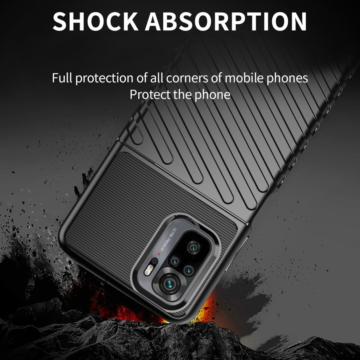 Funda Gel Flexible Thunder Armor Rugged para Xiaomi Redmi Note 10 / 10S color Negra