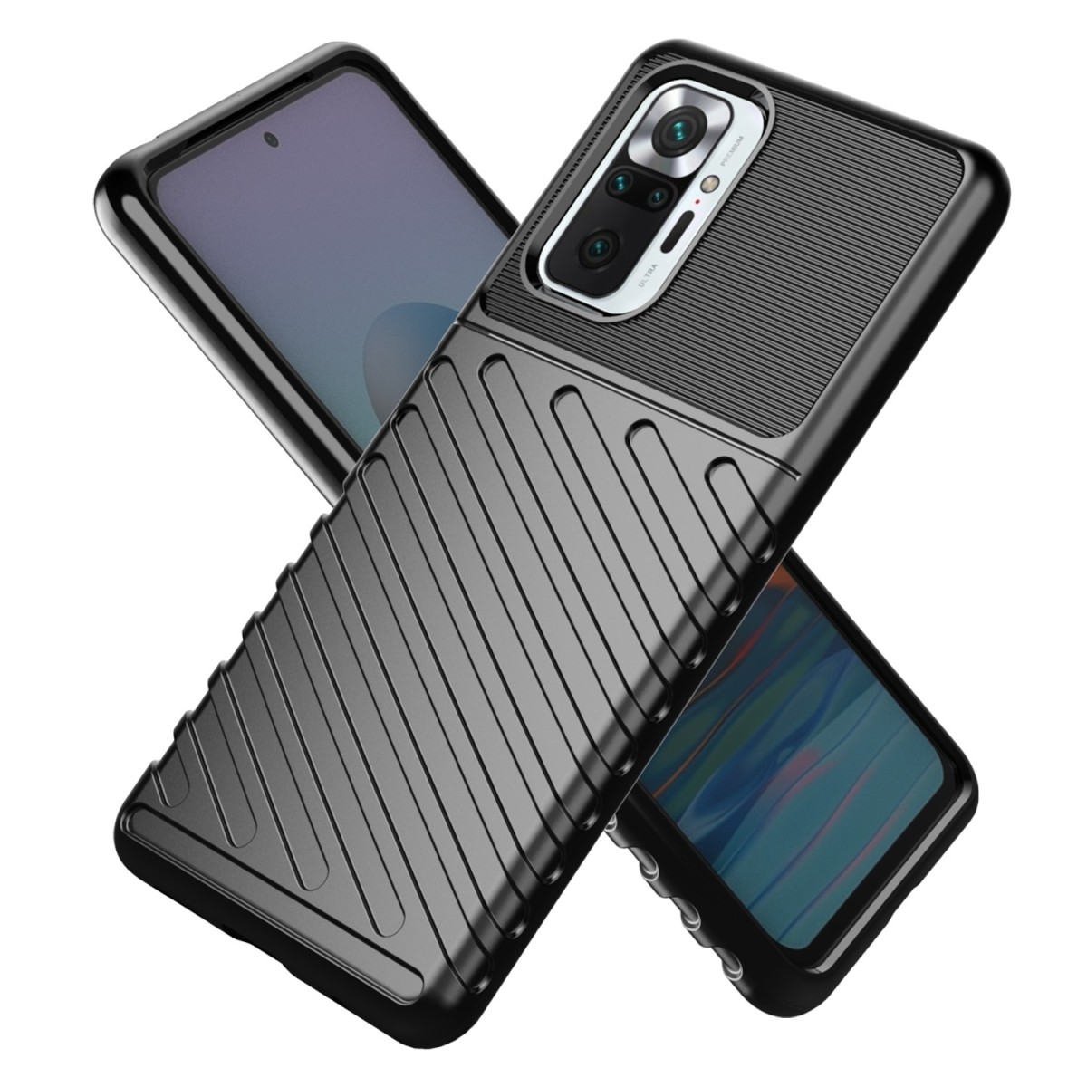Funda Gel Flexible Thunder Armor Rugged para Xiaomi Redmi Note 10 Pro color Negra