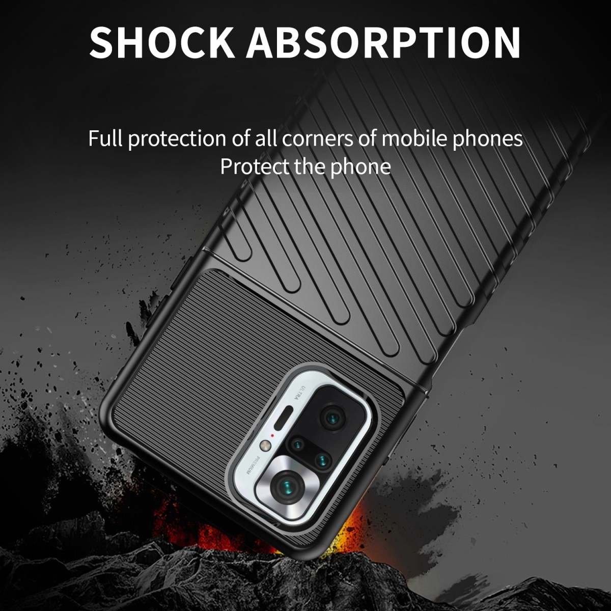 Funda Gel Flexible Thunder Armor Rugged para Xiaomi Redmi Note 10 Pro color Negra