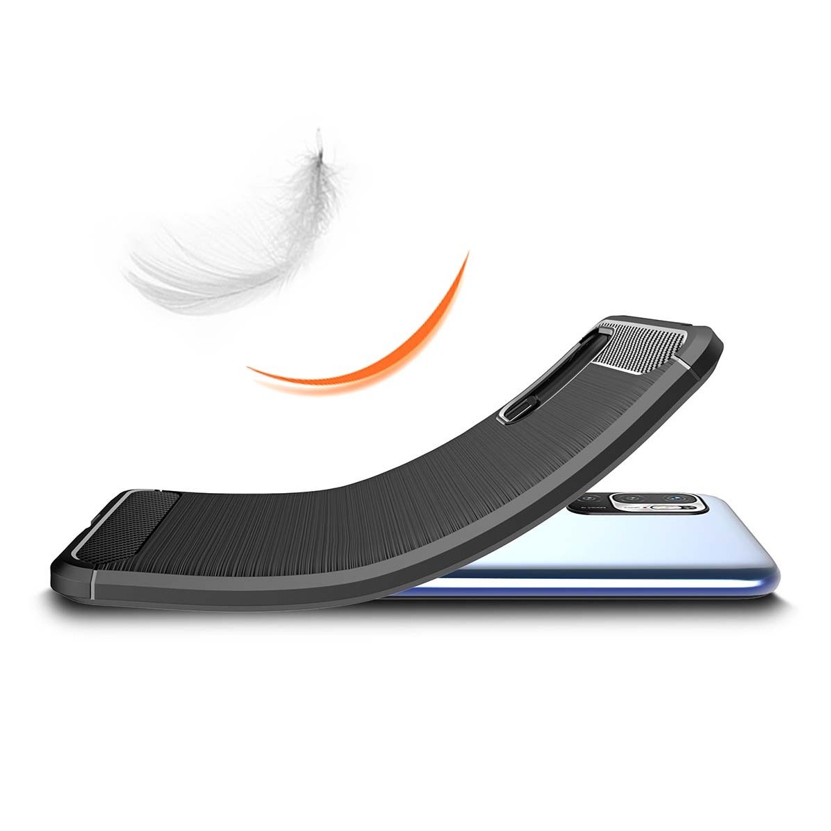 Funda Gel Tpu Tipo Carbon Negra para Xiaomi Redmi Note 10 5G / POCO M3 Pro 5G