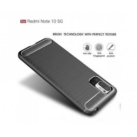 Funda Gel Tpu Tipo Carbon Negra para Xiaomi Redmi Note 10 5G / POCO M3 Pro 5G