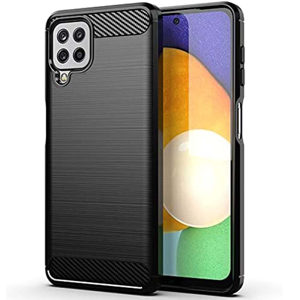 Funda Gel Tpu Tipo Carbon Negra para Samsung Galaxy A22 4G / M22