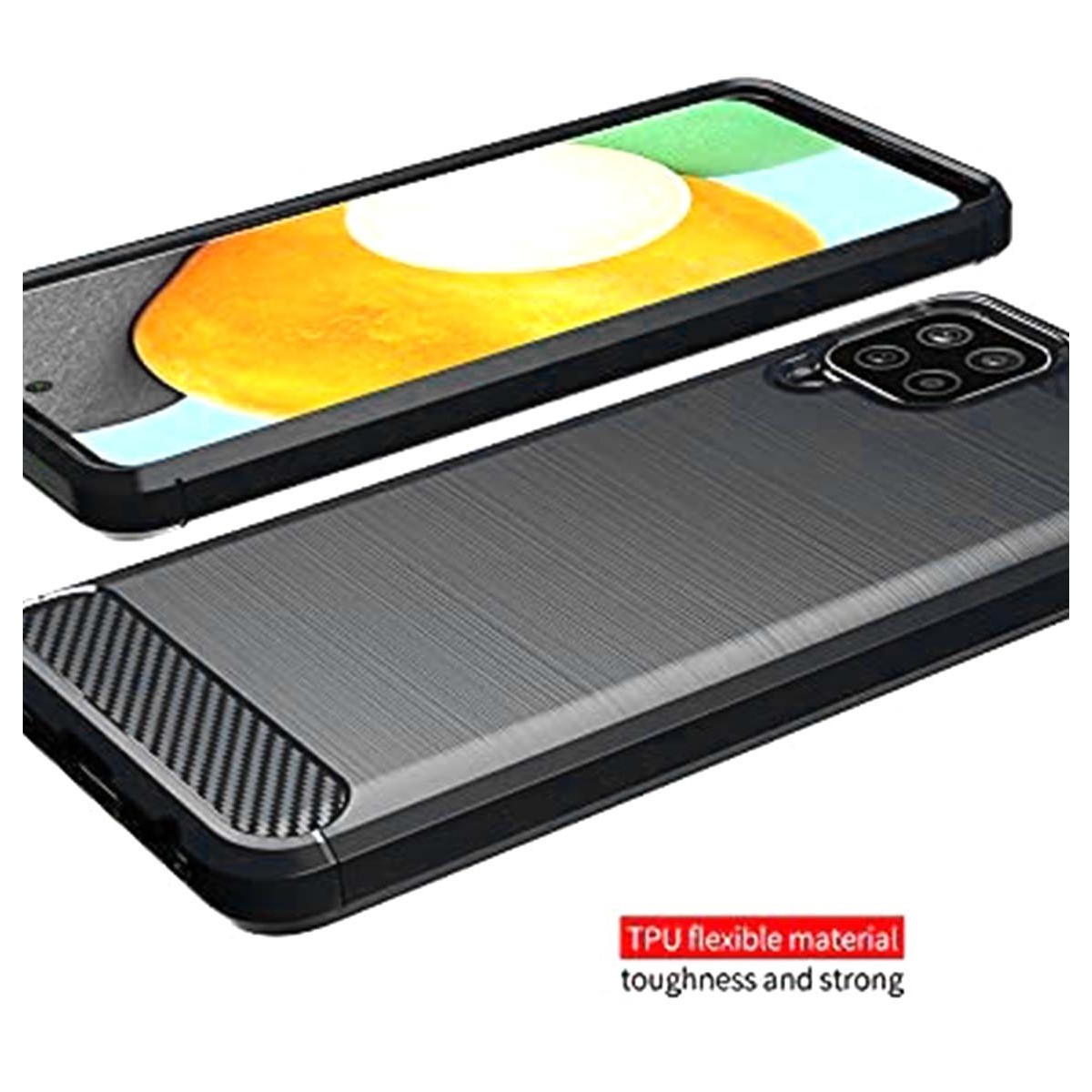 Funda Gel Tpu Tipo Carbon Negra para Samsung Galaxy A22 4G / M22