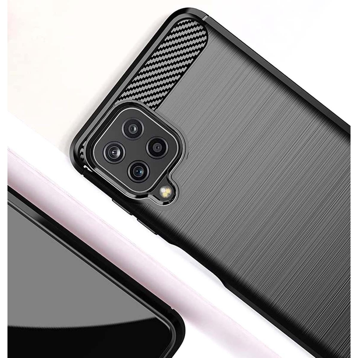 Funda Gel Tpu Tipo Carbon Negra para Samsung Galaxy A22 4G / M22