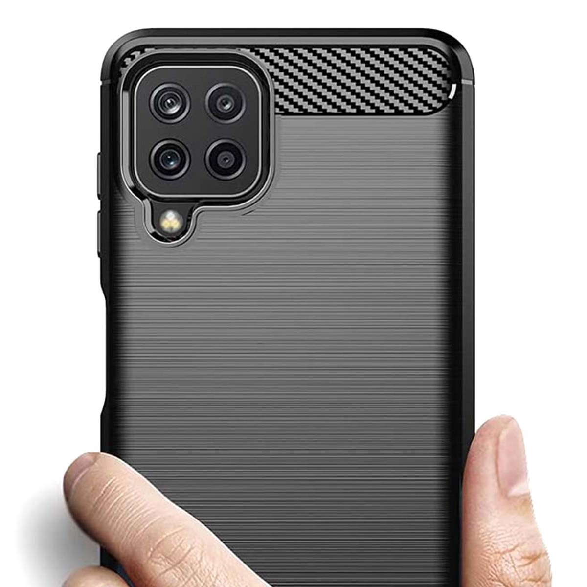 Funda Gel Tpu Tipo Carbon Negra para Samsung Galaxy A22 4G / M22