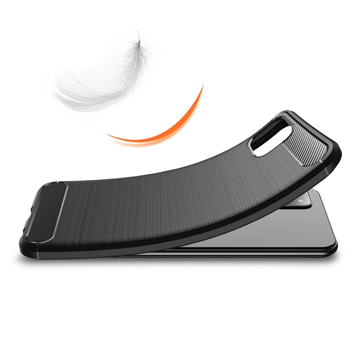 Funda Gel Tpu Tipo Carbon Negra para Samsung Galaxy A22 5G