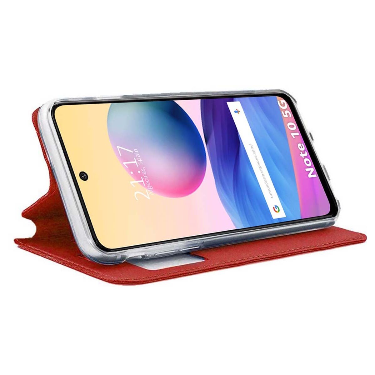Funda Libro Soporte con Ventana para Xiaomi Redmi Note 10 5G / POCO M3 Pro 5G color Roja