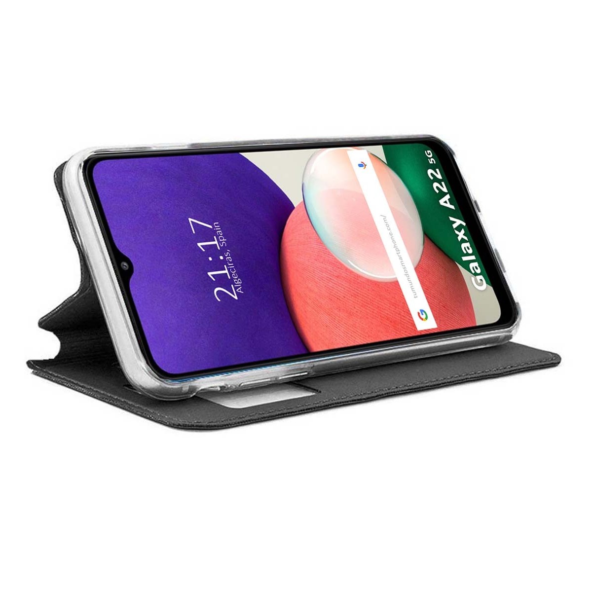 Funda Libro Soporte con Ventana para Samsung Galaxy A22 5G color Negra
