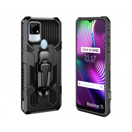 Funda Tough Armor Negra con Clip Magnético para Realme 7i / Narzo 30A