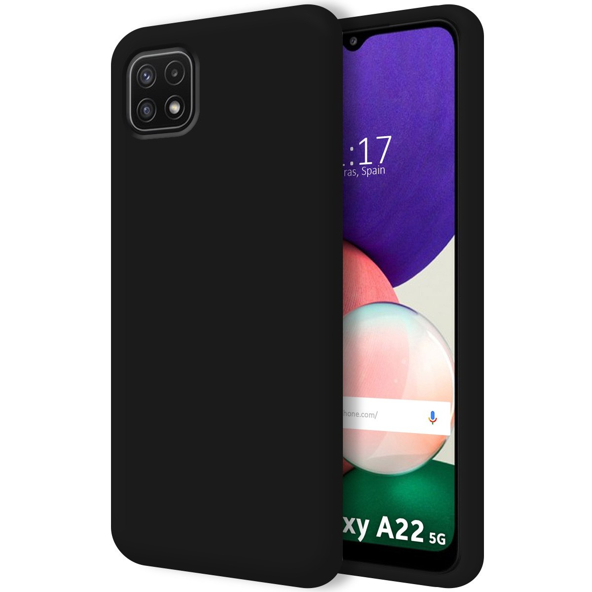 Funda Silicona Líquida Ultra Suave para Samsung Galaxy A22 5G color Negra