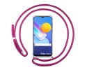 Funda Colgante Transparente para Vivo Y52 5G / Y72 5G con Cordon Rosa Fucsia
