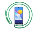 Funda Colgante Transparente para Vivo Y52 5G / Y72 5G con Cordon Verde Agua