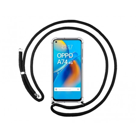 Funda Colgante Transparente para Oppo A74 4G con Cordon Negro