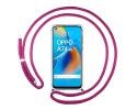 Funda Colgante Transparente para Oppo A74 4G con Cordon Rosa Fucsia