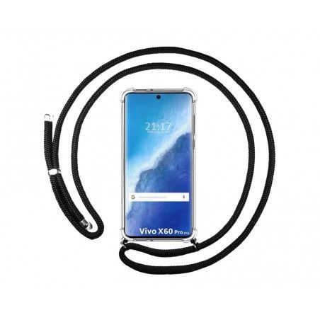 Funda Colgante Transparente para Vivo X60 Pro 5G con Cordon Negro