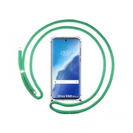 Funda Colgante Transparente para Vivo X60 Pro 5G con Cordon Verde Agua