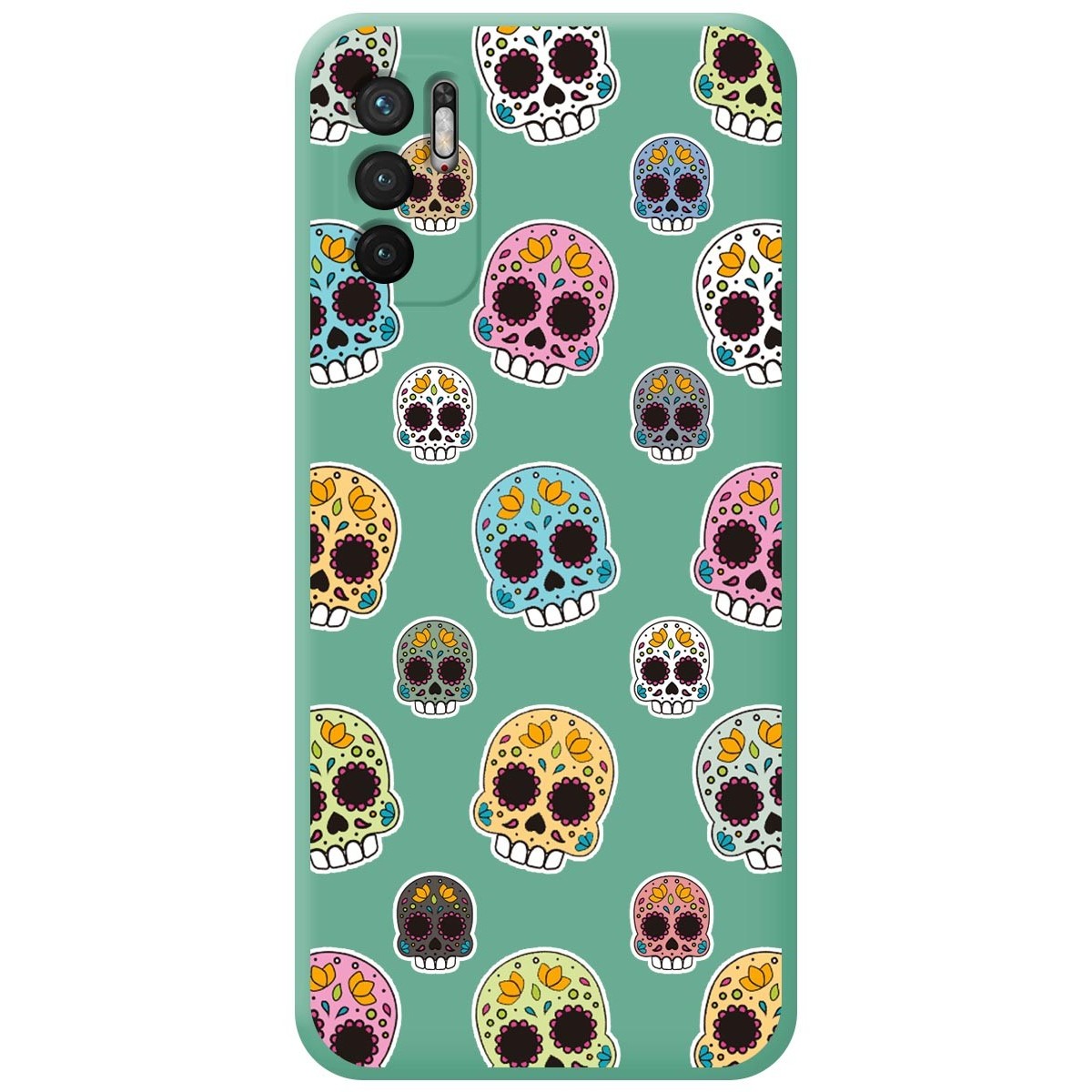 Funda Silicona Líquida Verde para Xiaomi Redmi Note 10 5G / POCO M3 Pro 5G diseño Catrina Dibujos