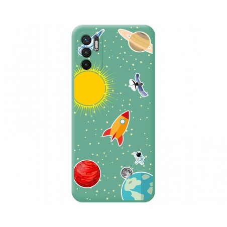 Funda Silicona Líquida Verde para Xiaomi Redmi Note 10 5G / POCO M3 Pro 5G diseño Espacio Dibujos