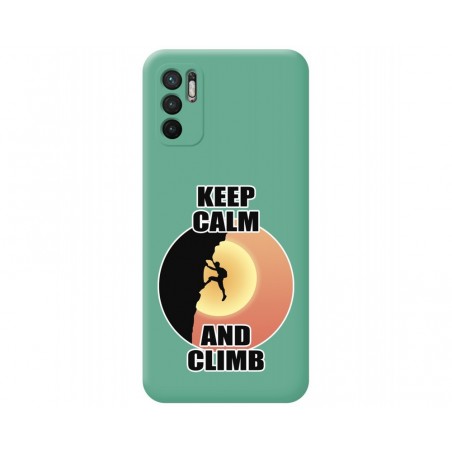 Funda Silicona Líquida Verde para Xiaomi Redmi Note 10 5G / POCO M3 Pro 5G diseño Hombre Escalada Dibujos
