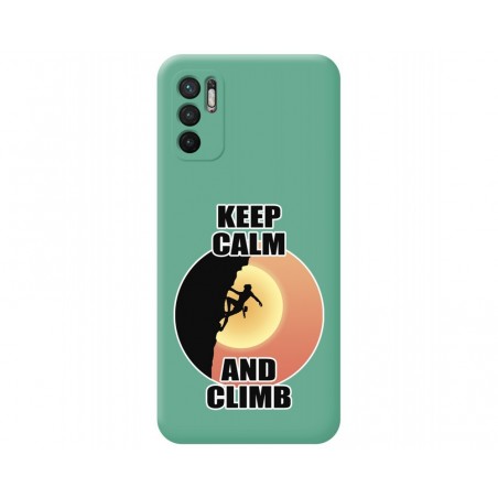 Funda Silicona Líquida Verde para Xiaomi Redmi Note 10 5G / POCO M3 Pro 5G diseño Mujer Escalada Dibujos