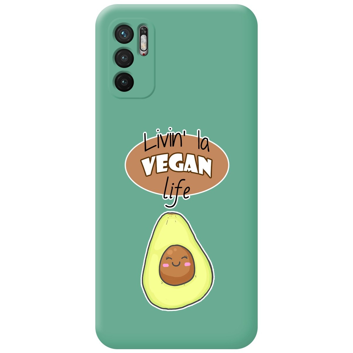 Funda Silicona Líquida Verde para Xiaomi Redmi Note 10 5G / POCO M3 Pro 5G diseño Vegan Life Dibujos