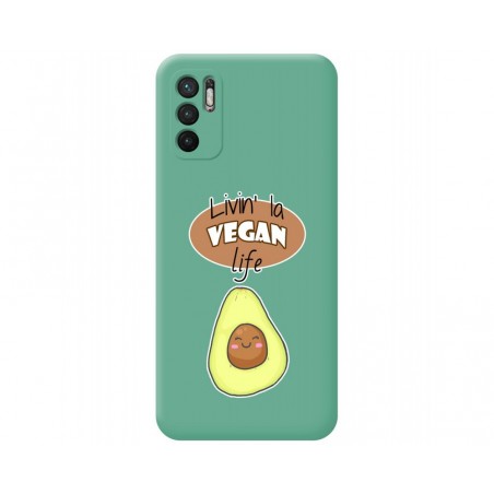 Funda Silicona Líquida Verde para Xiaomi Redmi Note 10 5G / POCO M3 Pro 5G diseño Vegan Life Dibujos