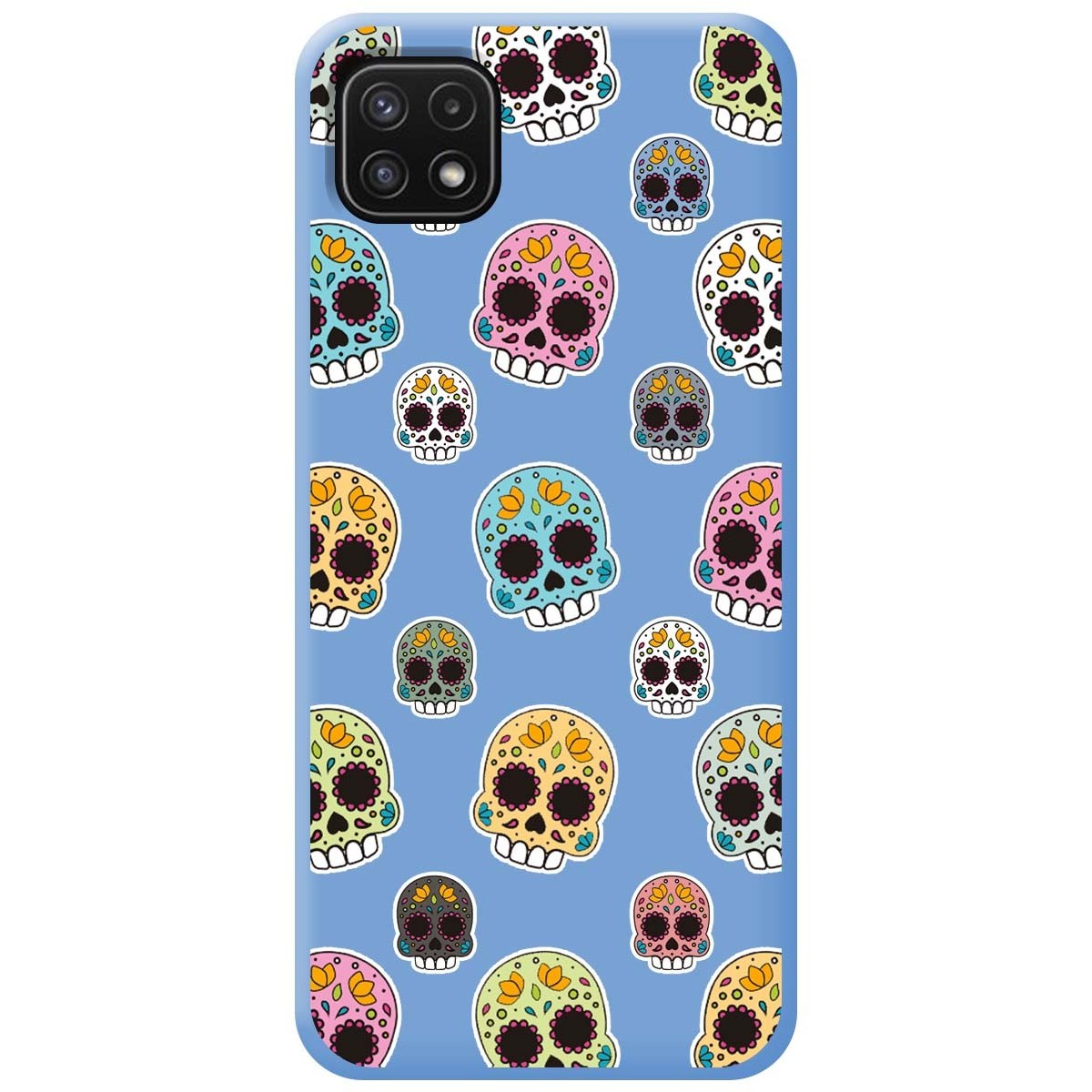 Funda Silicona Líquida Azul para Samsung Galaxy A22 5G diseño Catrina Dibujos