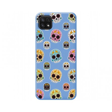 Funda Silicona Líquida Azul para Samsung Galaxy A22 5G diseño Catrina Dibujos