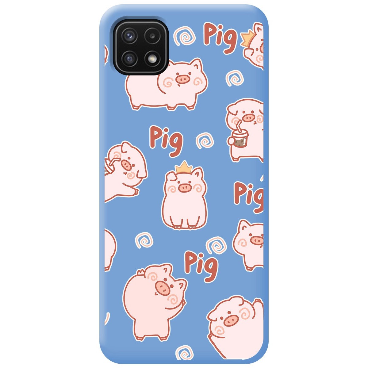 Funda Silicona Líquida Azul para Samsung Galaxy A22 5G diseño Cerdos Dibujos