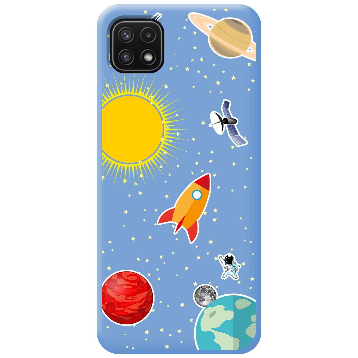 Funda Silicona Líquida Azul para Samsung Galaxy A22 5G diseño Espacio Dibujos