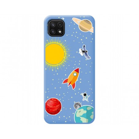 Funda Silicona Líquida Azul para Samsung Galaxy A22 5G diseño Espacio Dibujos