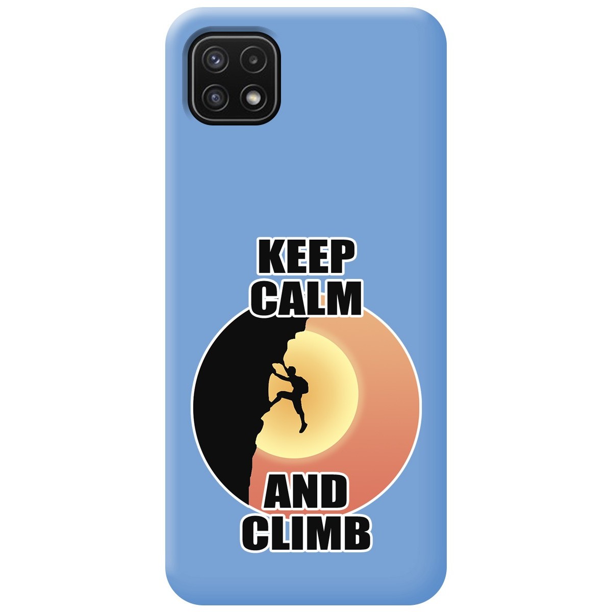 Funda Silicona Líquida Azul para Samsung Galaxy A22 5G diseño Hombre Escalada Dibujos