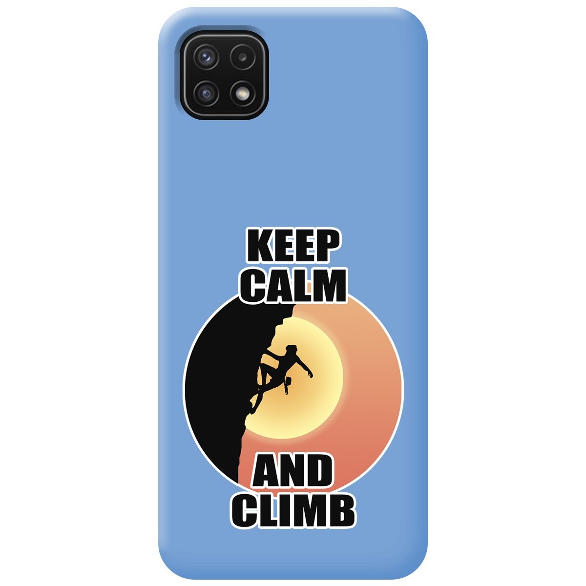 Funda Silicona Líquida Azul para Samsung Galaxy A22 5G diseño Mujer Escalada Dibujos