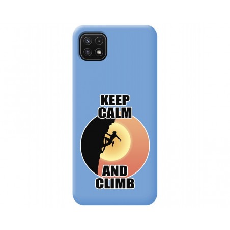 Funda Silicona Líquida Azul para Samsung Galaxy A22 5G diseño Mujer Escalada Dibujos