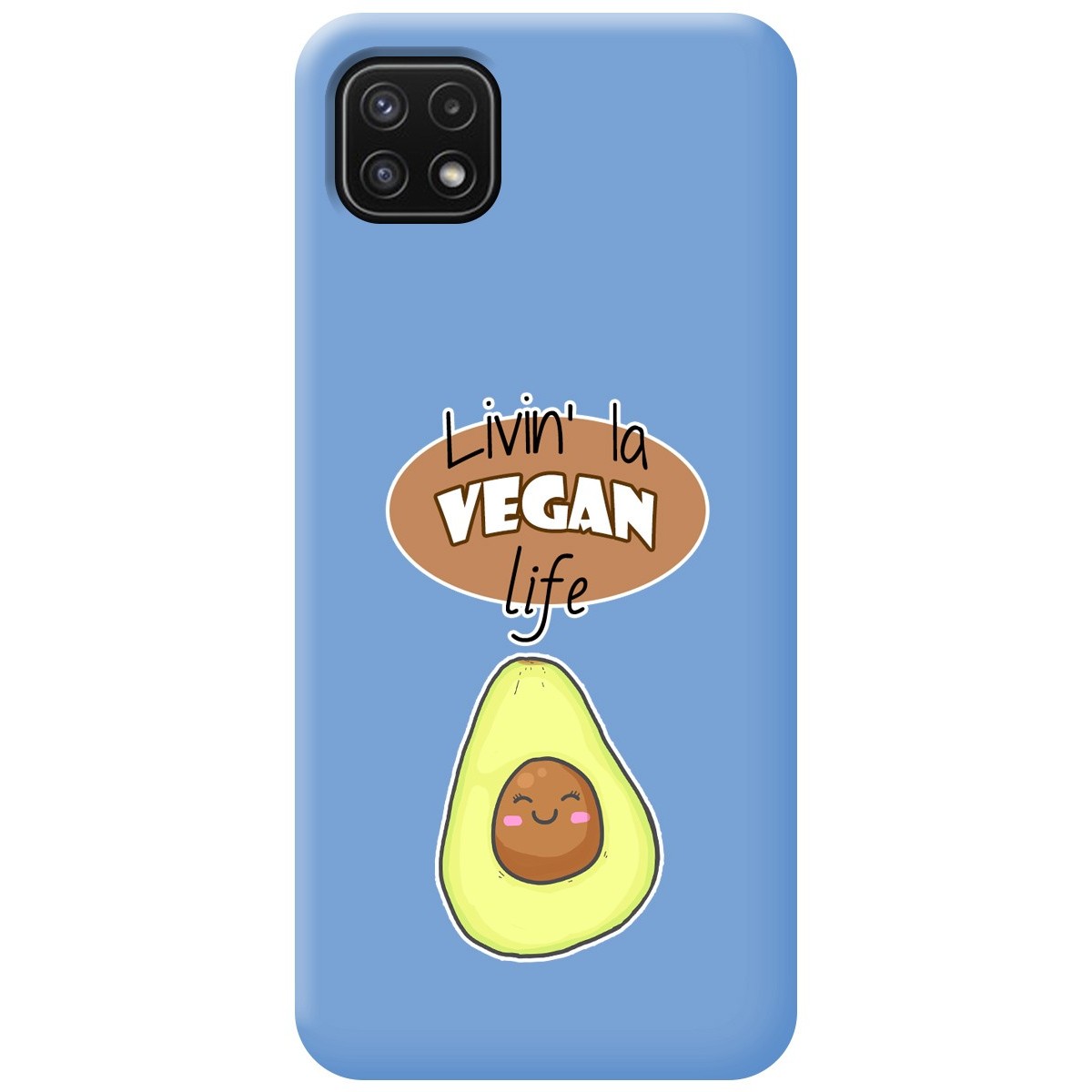 Funda Silicona Líquida Azul para Samsung Galaxy A22 5G diseño Vegan Life Dibujos