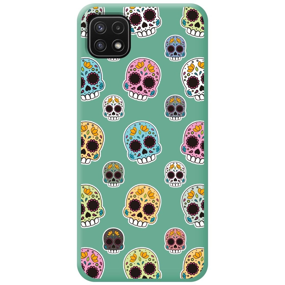 Funda Silicona Líquida Verde para Samsung Galaxy A22 5G diseño Catrina Dibujos