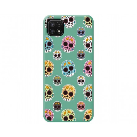 Funda Silicona Líquida Verde para Samsung Galaxy A22 5G diseño Catrina Dibujos