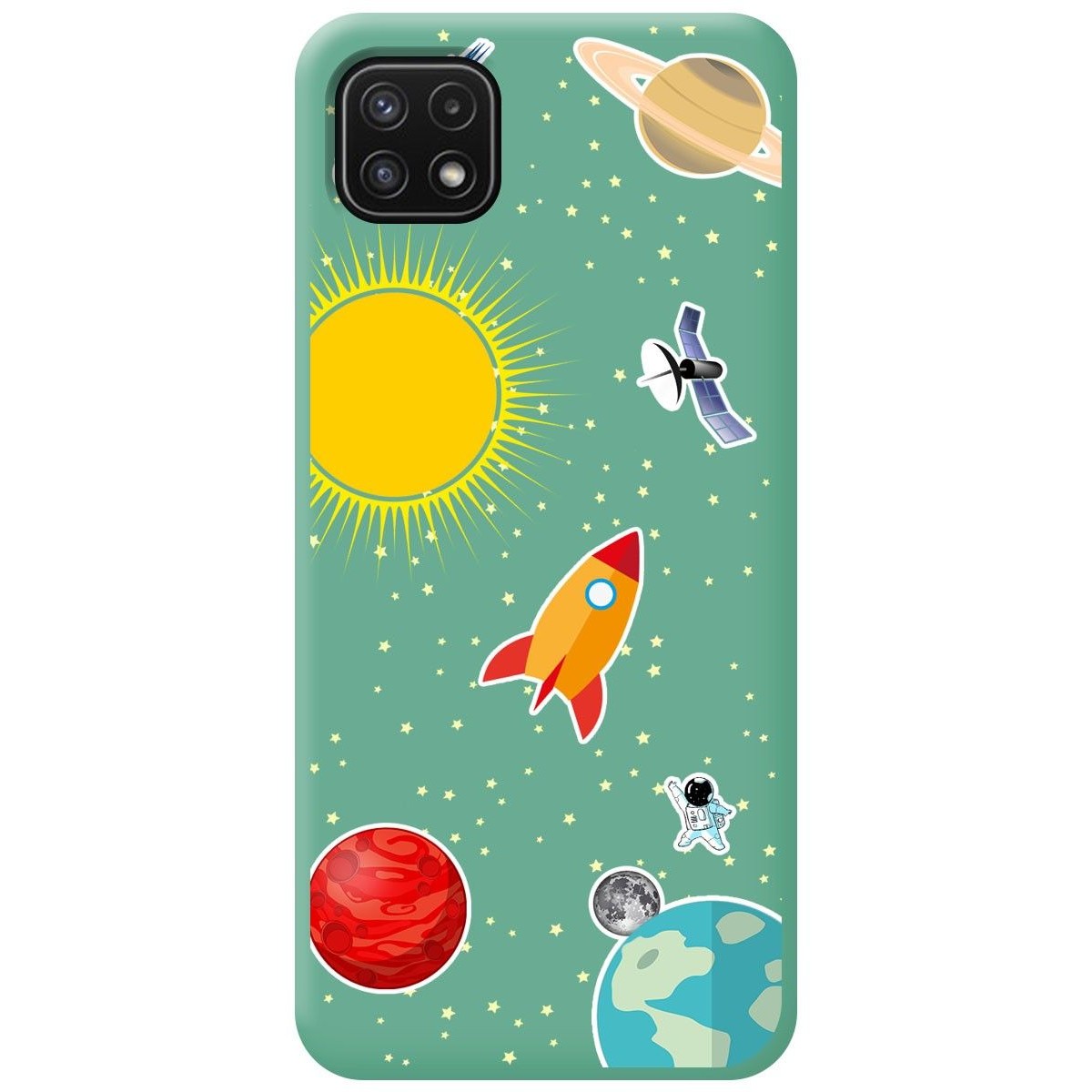 Funda Silicona Líquida Verde para Samsung Galaxy A22 5G diseño Espacio Dibujos