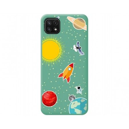 Funda Silicona Líquida Verde para Samsung Galaxy A22 5G diseño Espacio Dibujos