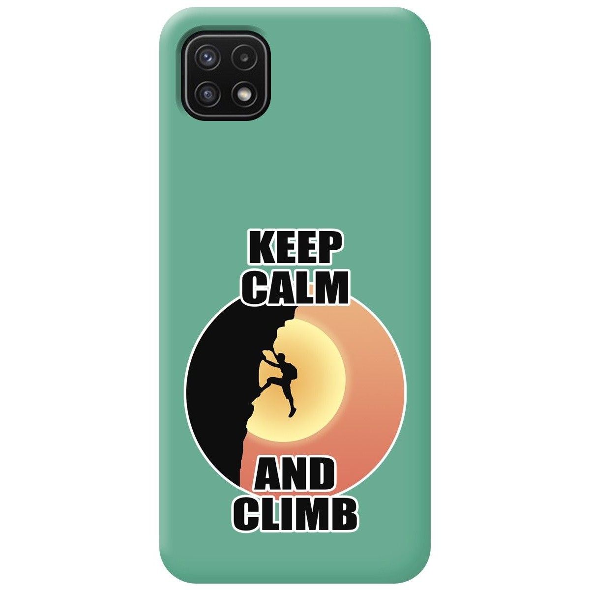 Funda Silicona Líquida Verde para Samsung Galaxy A22 5G diseño Hombre Escalada Dibujos