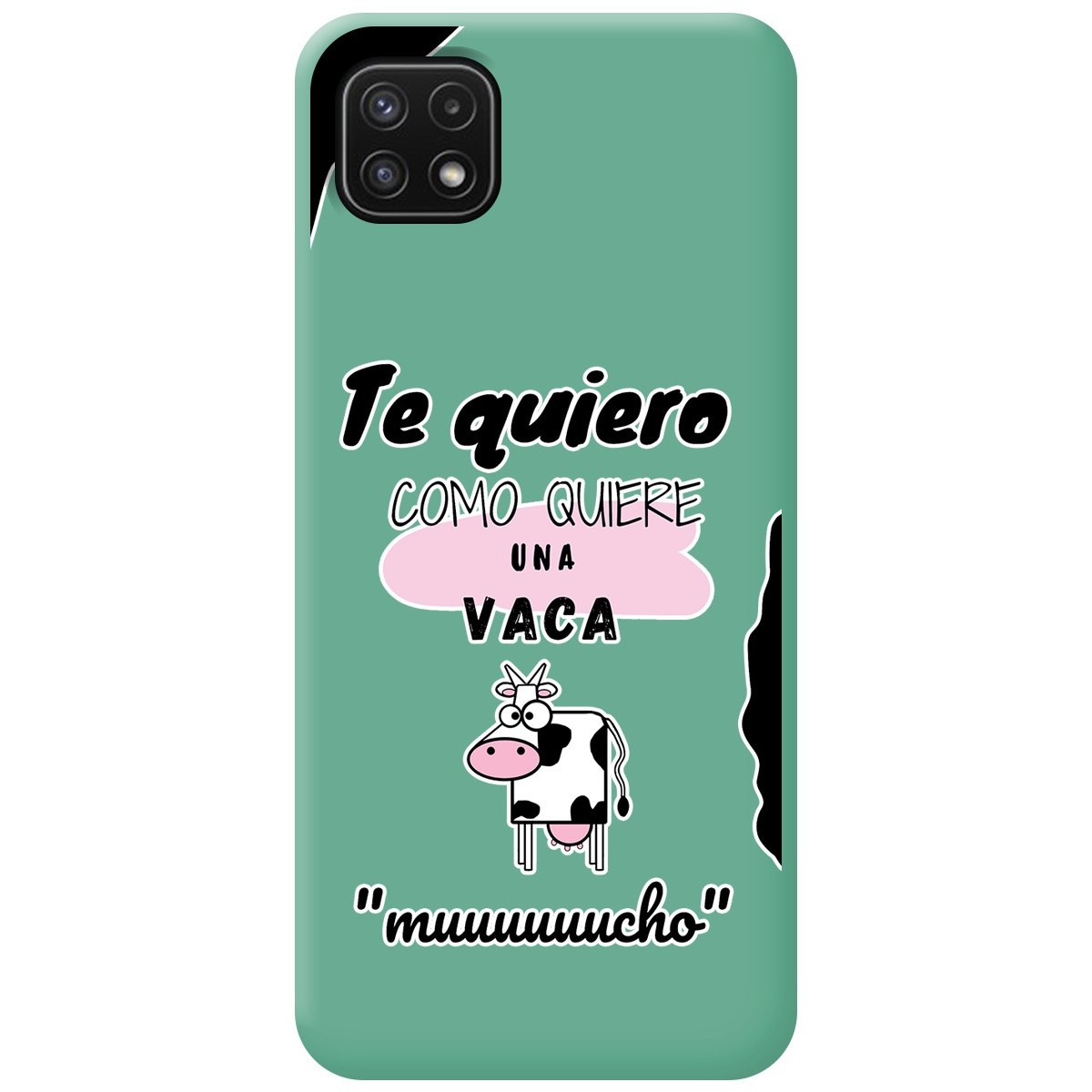 Funda Silicona Líquida Verde para Samsung Galaxy A22 5G diseño Vaca Dibujos