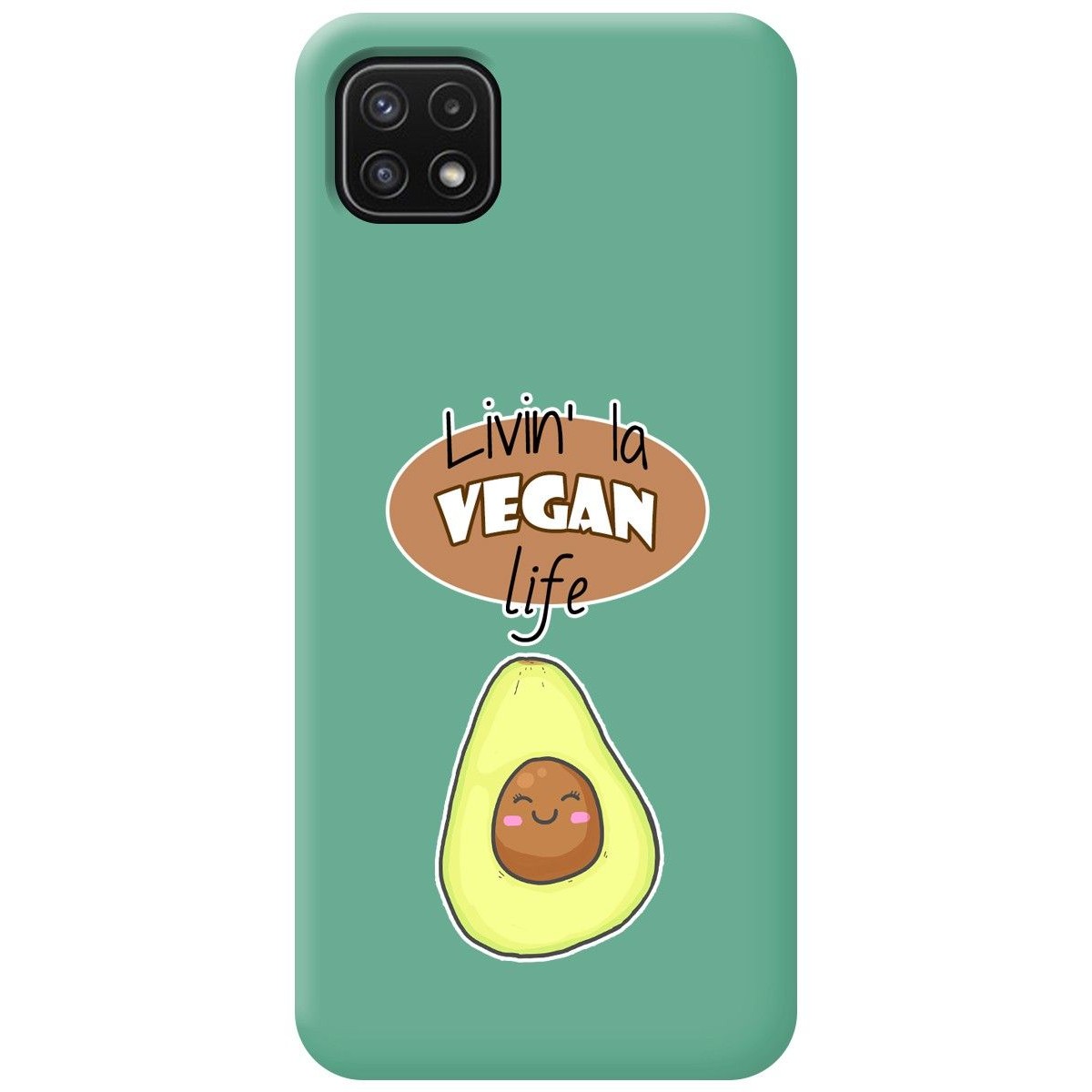 Funda Silicona Líquida Verde para Samsung Galaxy A22 5G diseño Vegan Life Dibujos