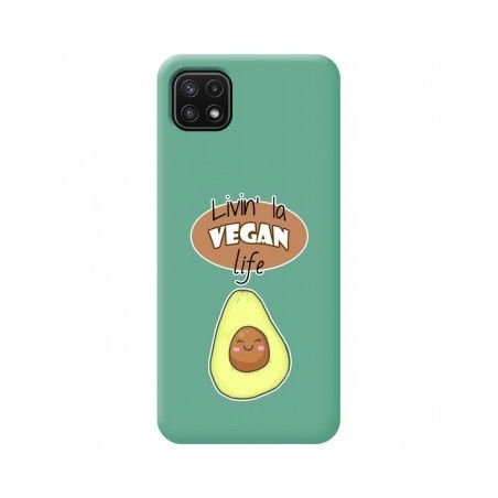 Funda Silicona Líquida Verde para Samsung Galaxy A22 5G diseño Vegan Life Dibujos