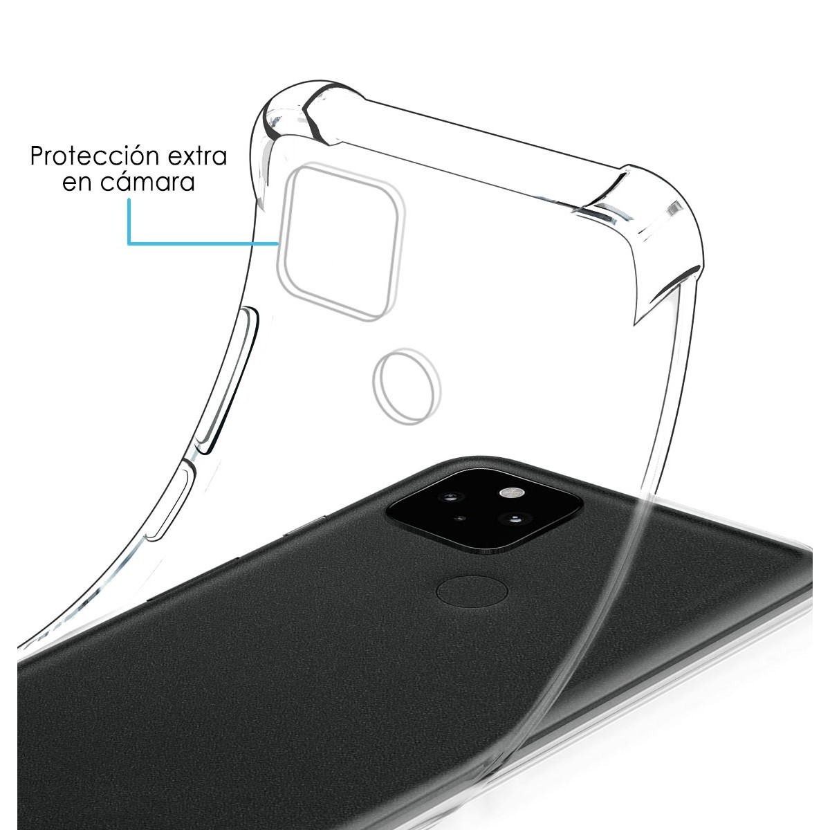 Funda Silicona Antigolpes Transparente para Google Pixel 5 5G