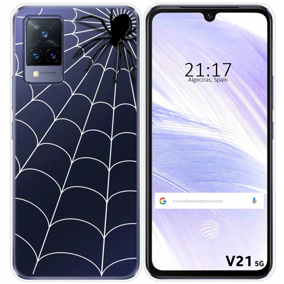 Funda Silicona Transparente para Vivo V21 5G diseño Araña Dibujos