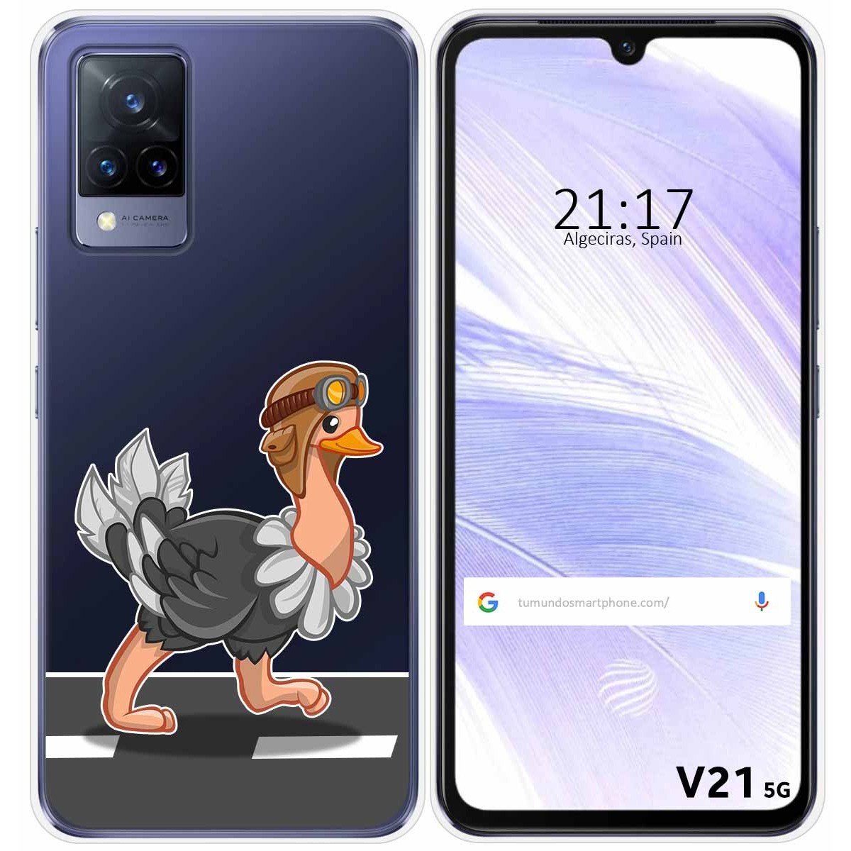 Funda Silicona Transparente para Vivo V21 5G diseño Avestruz Dibujos