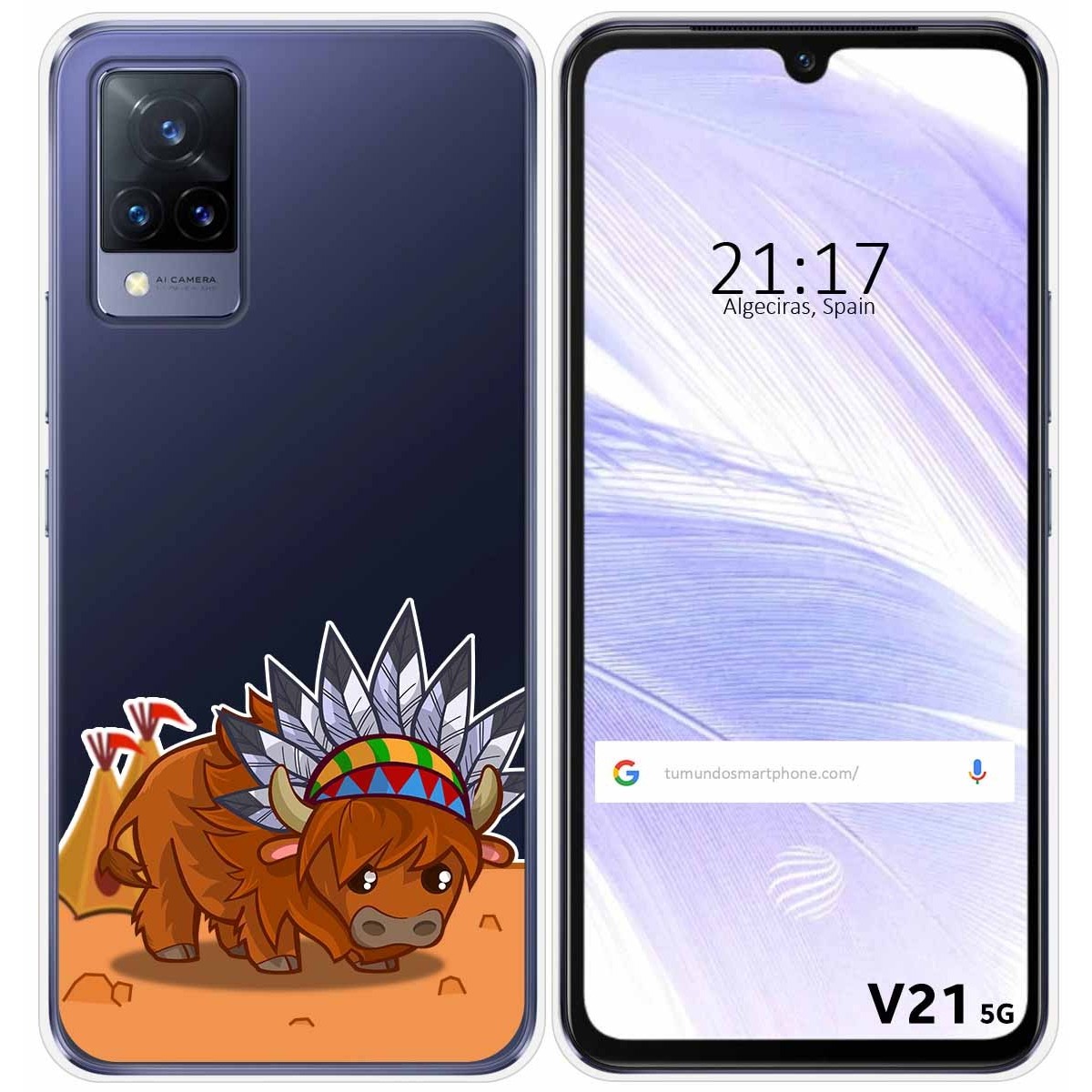 Funda Silicona Transparente para Vivo V21 5G diseño Bufalo Dibujos