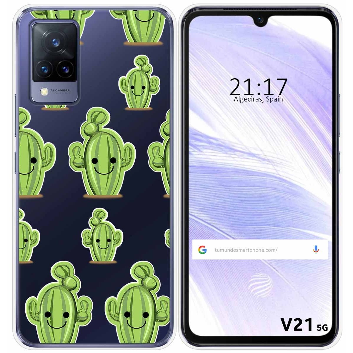 Funda Silicona Transparente para Vivo V21 5G diseño Cactus Dibujos