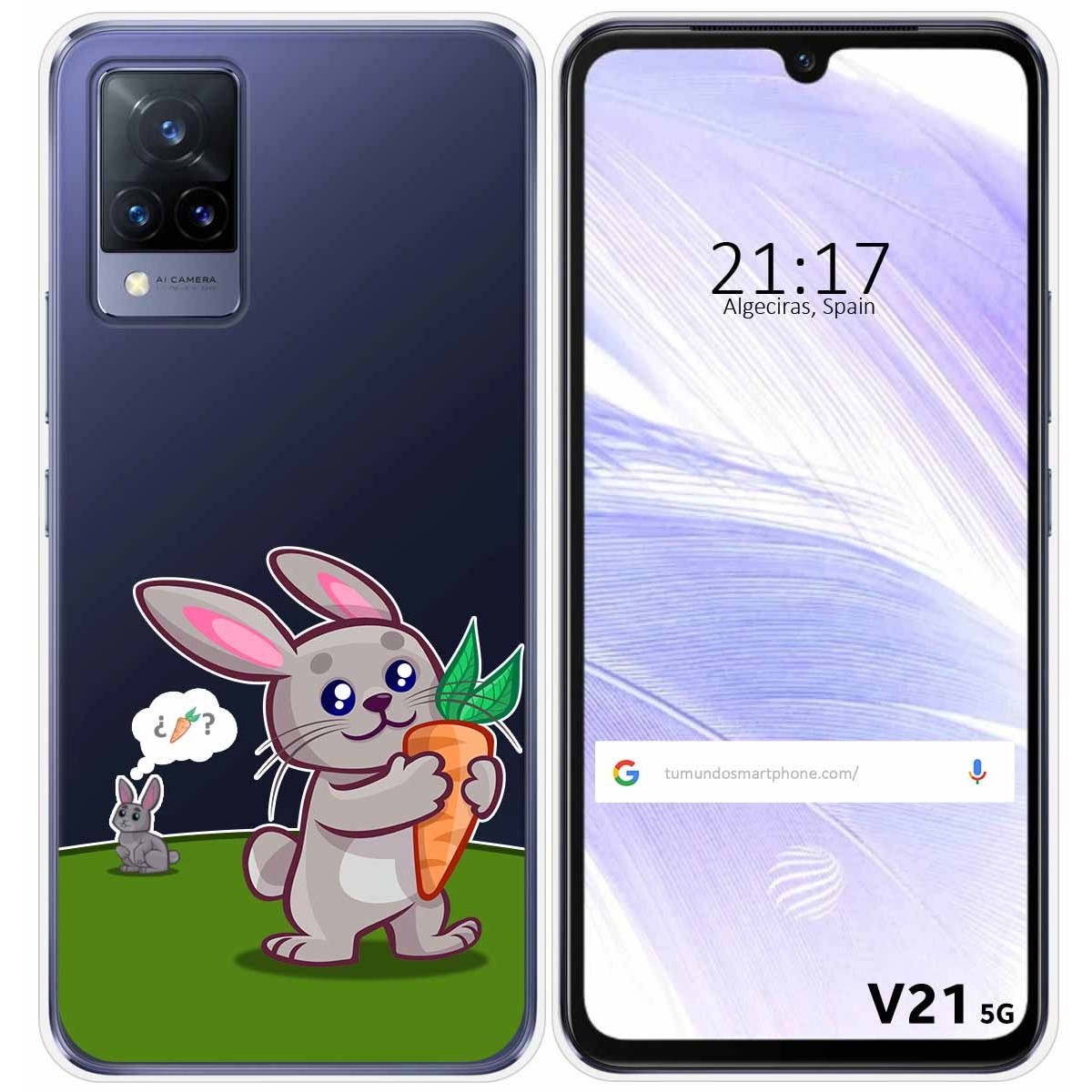 Funda Silicona Transparente para Vivo V21 5G diseño Conejo Dibujos
