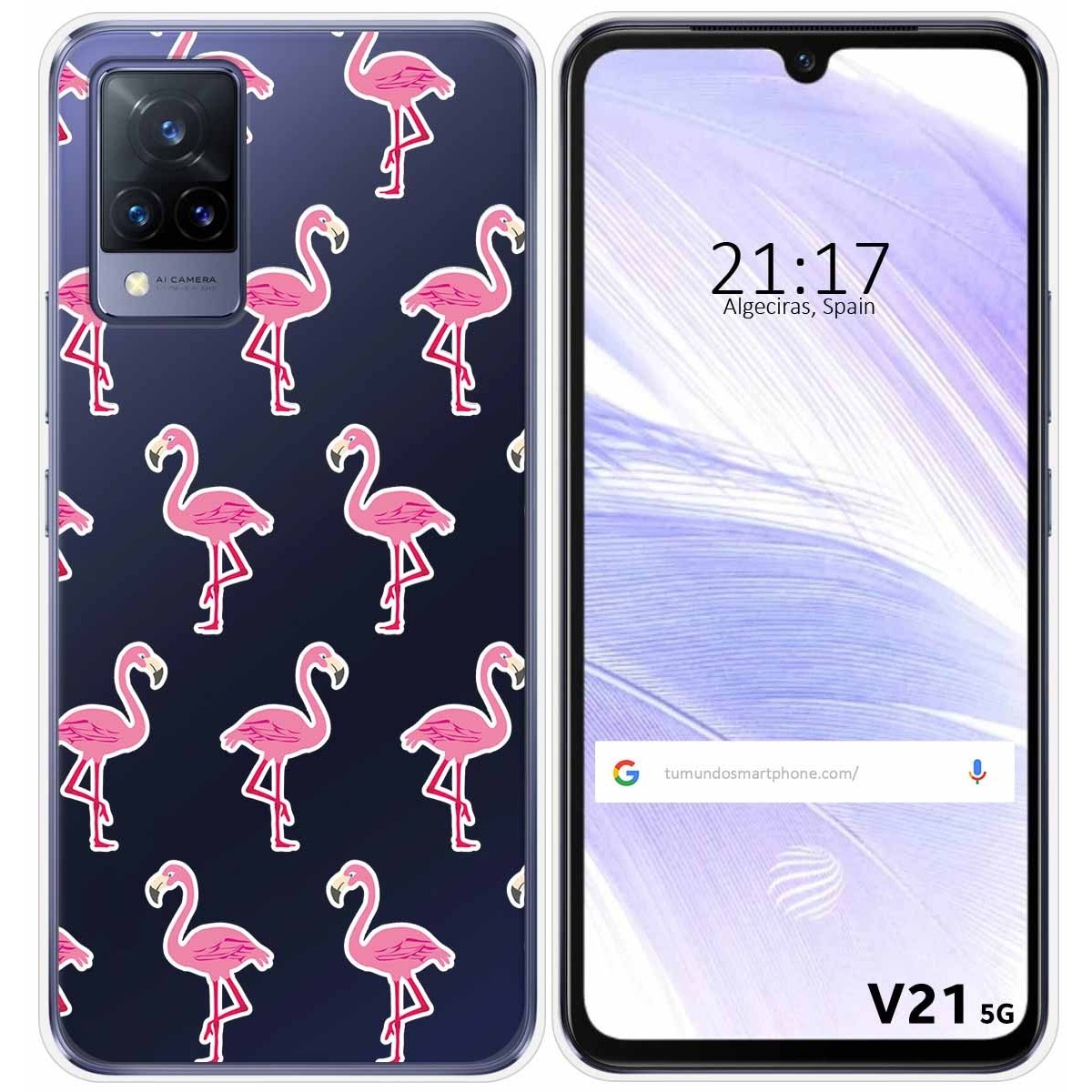 Funda Silicona Transparente para Vivo V21 5G diseño Flamenco Dibujos
